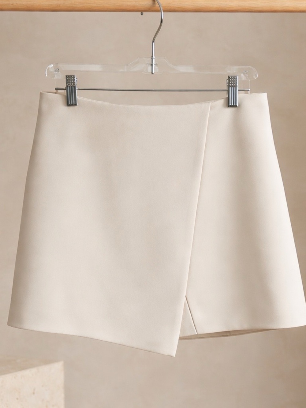 Milly Cream Overlap Front Mini Skort